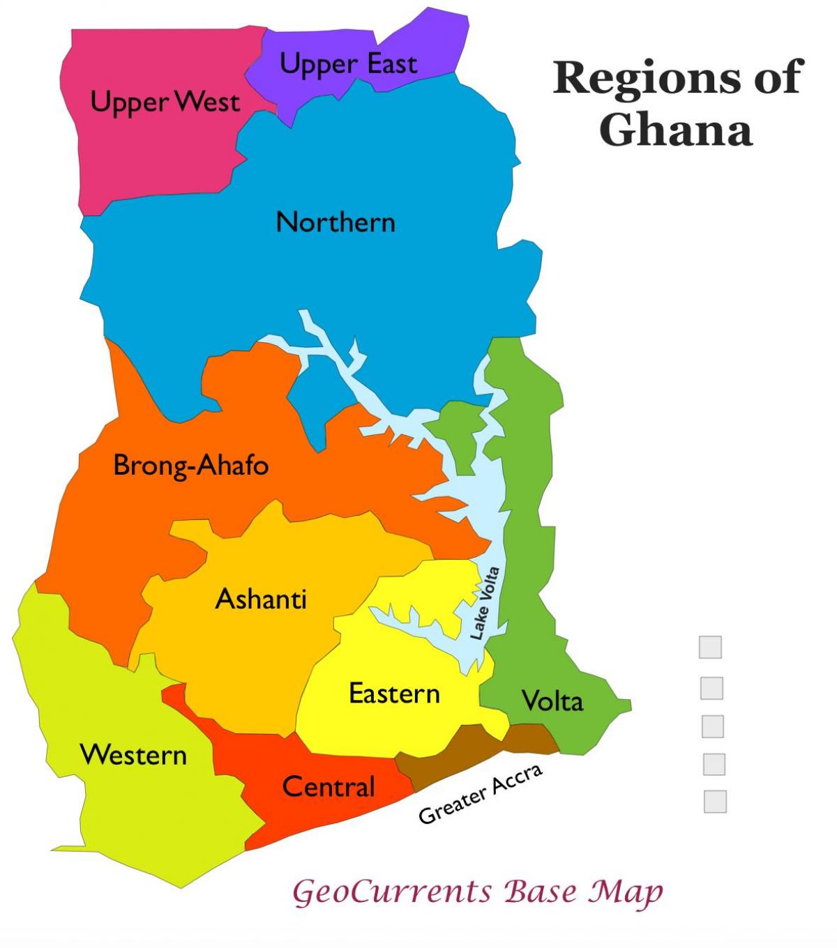 kaart van ghana zien regio ' s