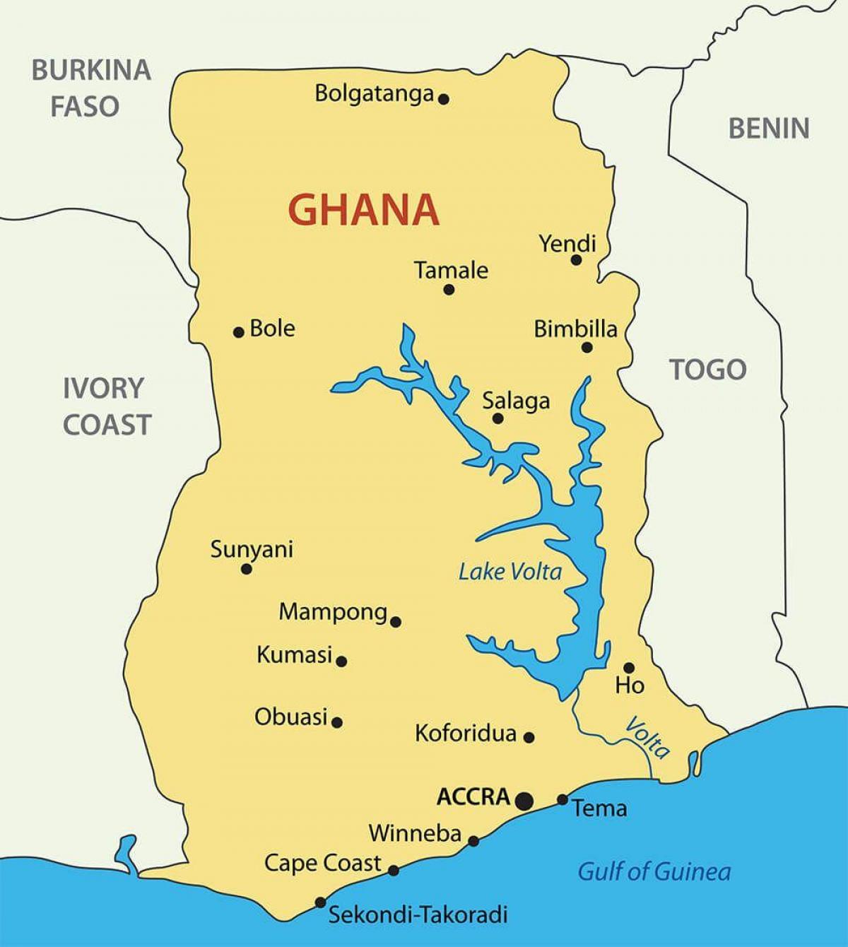 ghana kaart met steden