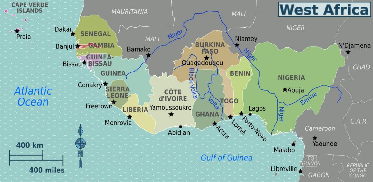 Kaart van ghana, west-afrika