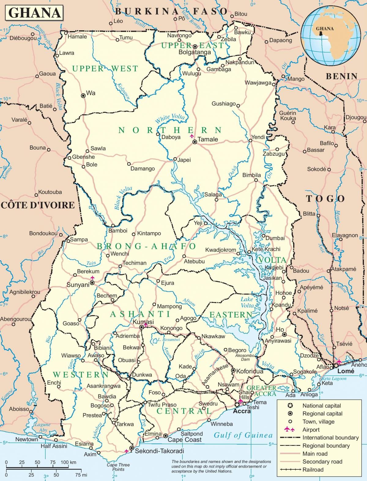een kaart van ghana