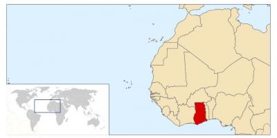 Ghana locatie op de kaart van de wereld